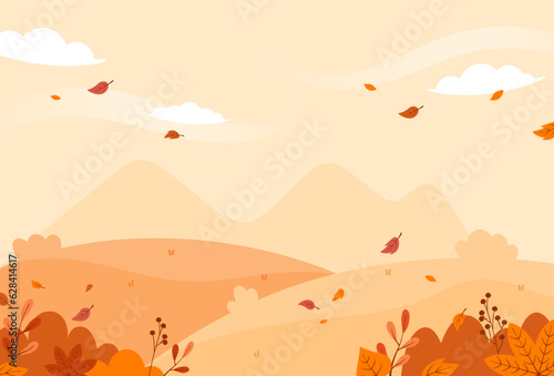Natural autumn landscape background vector design illustration