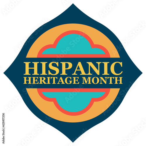 Hispanic,heritage month. Isolated header design element for promotional banner, orange emblem