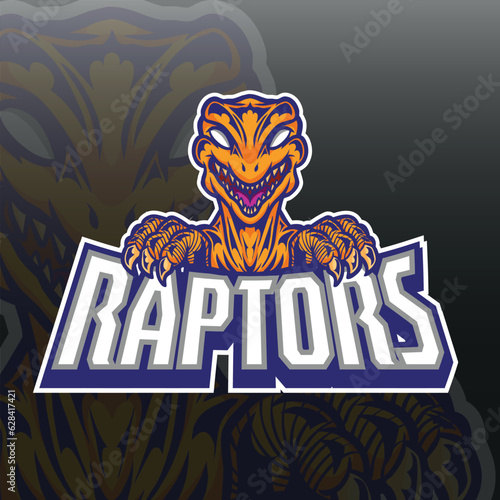 Vector raptor gamer mascot logo template for sport bussiness and gaming