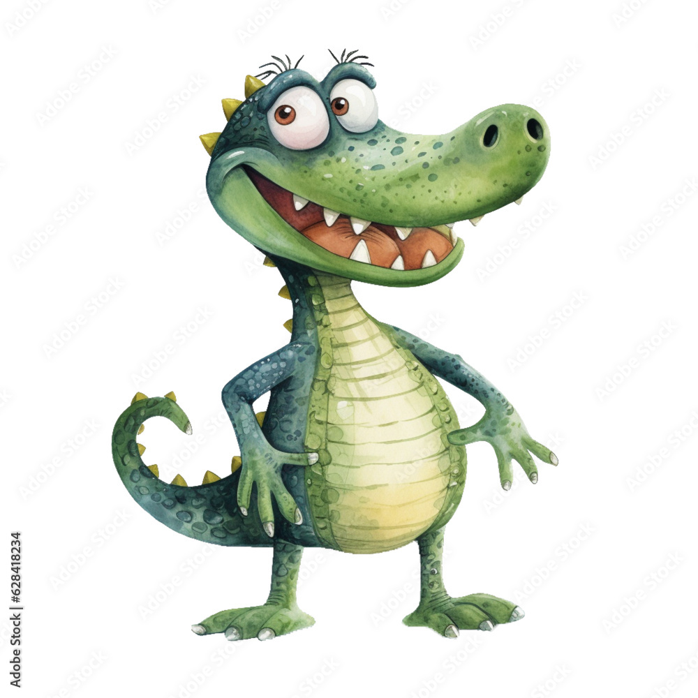 Fototapeta premium Colorful Watercolor Illustration of an Alligator
