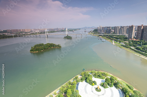 Aerial photography of Changsha Laodaohe River Bridge 