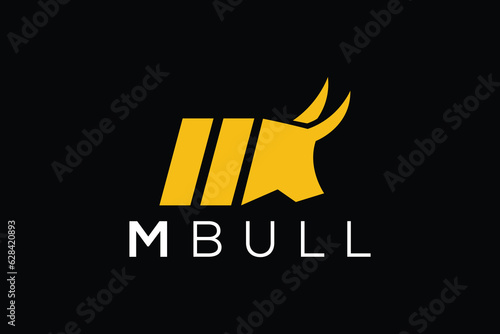 Trendy and Professional letter M bull head logo design vector template