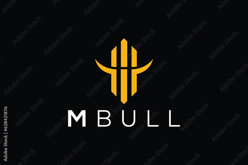 Trendy and Professional letter M bull head logo design vector template