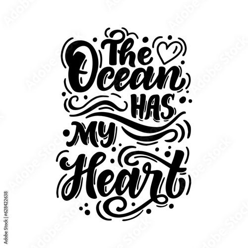 Lettering about ocean in beautufil style. Vector illustration on a white background. Trendy graphic design for posters and cards  for prints on t-shirts mugs bags pillows gifts