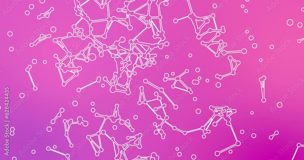 Animation of dots connected with lines forming geometric shapes on purple background Animation of dots connected with lines forming geometric shapes on purple background
