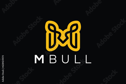Trendy and Professional letter M bull head logo design vector template