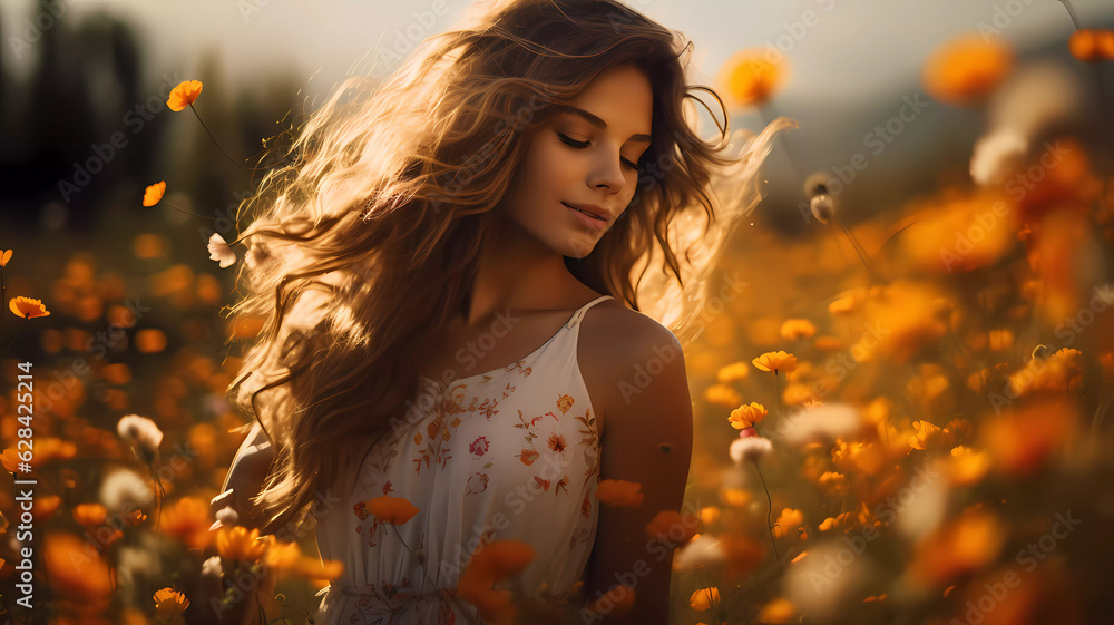 woman in the field of sunflowers woman in the field of sunflowers