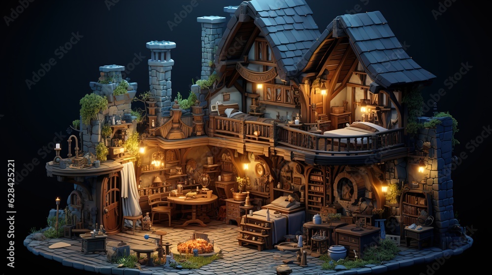 Fototapeta premium isometric_dark_fantasy_magic_word