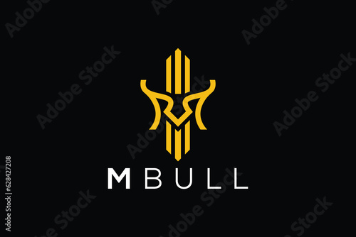 Trendy and Professional letter M bull head logo design vector template
