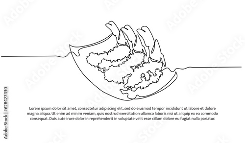 Tempura one continuous line design. Restaurant food menu design concept. Decorative elements drawn on a white background.