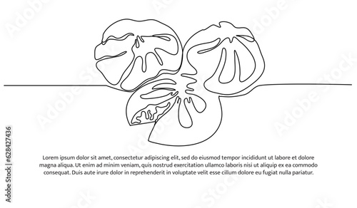 Bakpao one continuous line design. Chinese food symbol design concept. Decorative elements drawn on a white background.