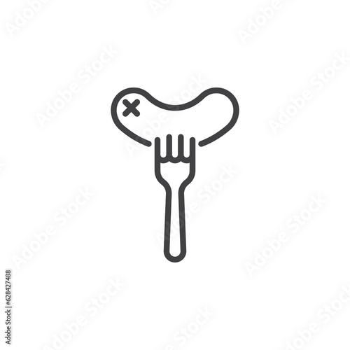Sausage on fork line icon