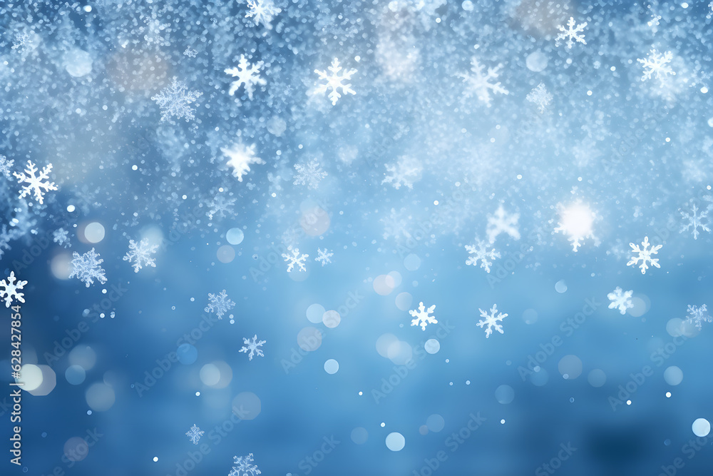 Ice and snowflakes blue pattern background