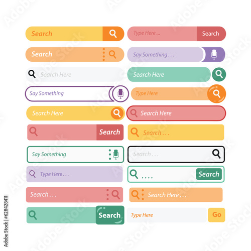 Search Bar for UI, design, and website. Search Address and navigation bar icon. Templates for websites and Applications