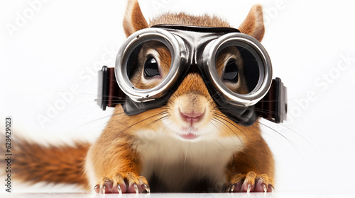 a squirrel with goggles on its head