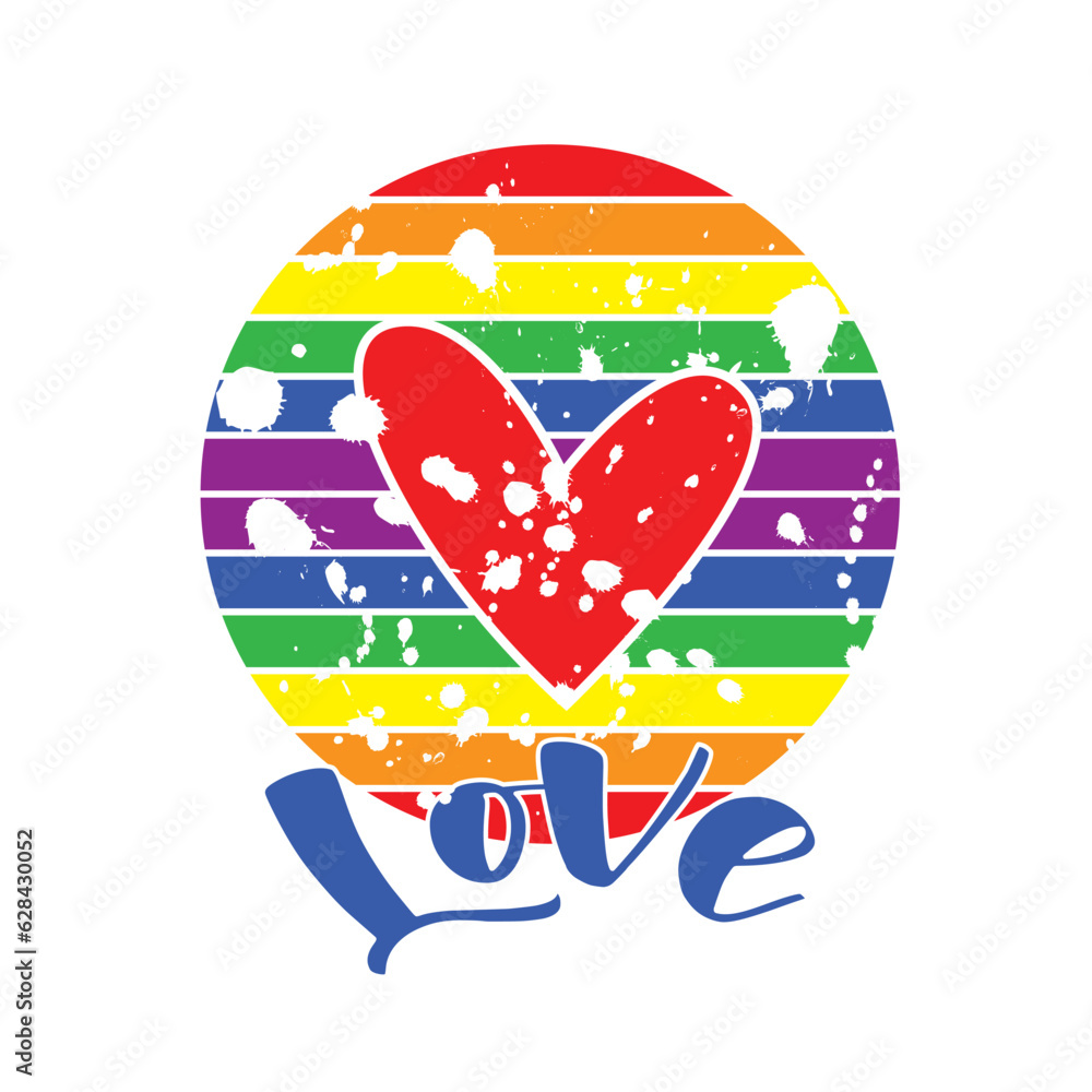 Peace symbol, peace flag. Love sign on rainbow background