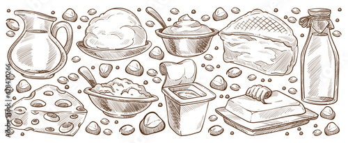Organic natural dairy products, milk and cheese