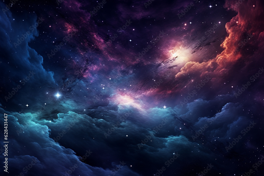 Space galaxy fantastic scenes with nebula, science abstract background.
