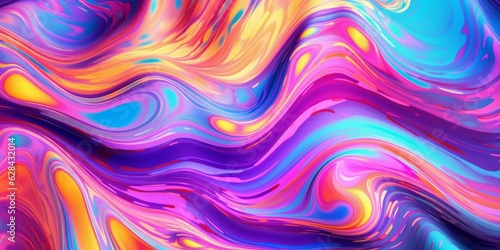 The background consists of a visually striking display of psychedelic rainbow patterns. The photograph depicts a close-up, macro image of soap bubbles. © James Ellis