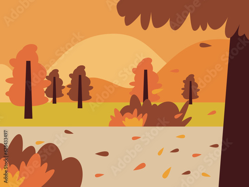 autumn landscape park illustration