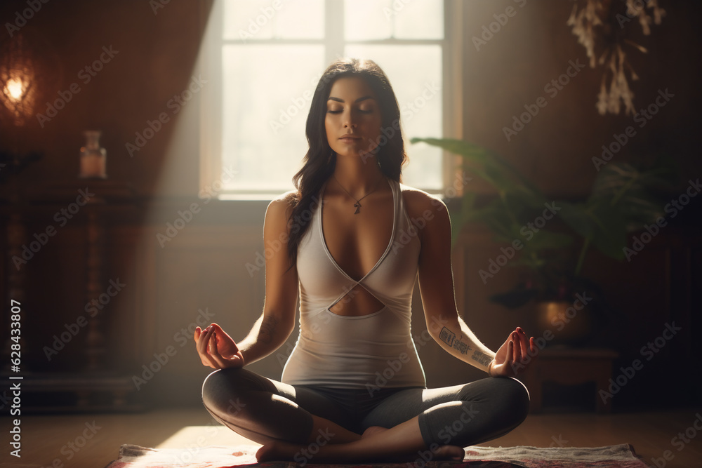 Woman do yoga exercise at home