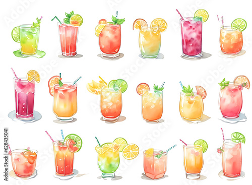 Summer Cheers - Glasses with Colorful Cocktails for Fun Summer Parties