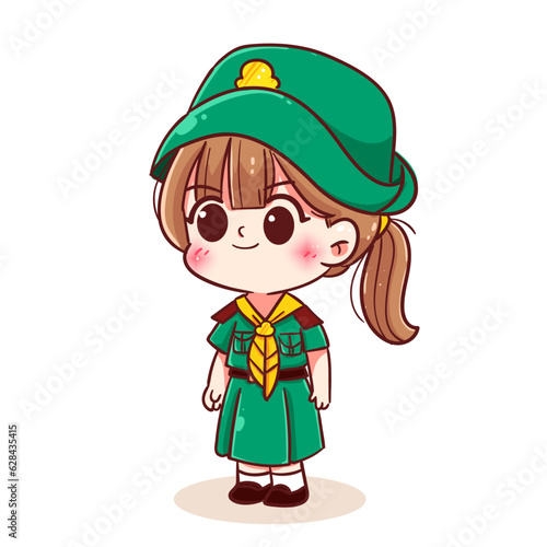 Thai girl scout cartoon child character education vector illustration
