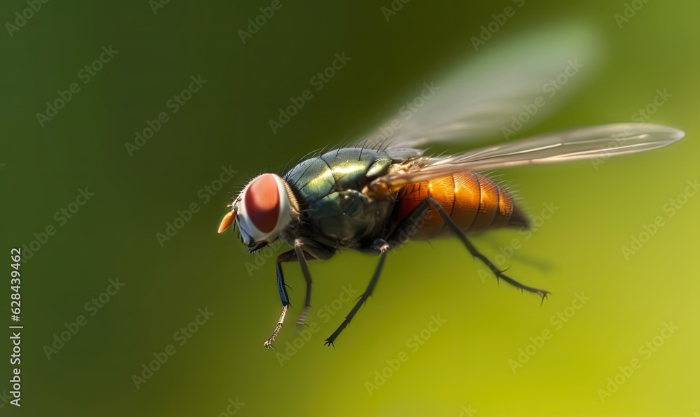 The fast-paced flight of the fly harmonizes with the vibrant nature. The fast-paced flight of the fly harmonizes with the vibrant nature.