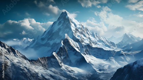 Snow-capped mountain peaks © ginstudio