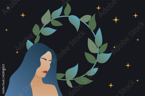 Abstract Female Woman Girl Beauty Person Character Avatar Silhouette Dark Shady Garden Fairy Icon Pattern background  photo