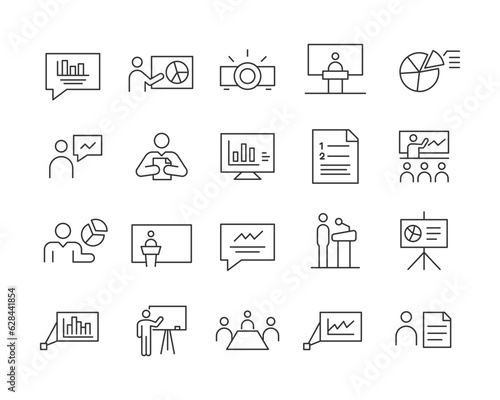 Business Presentation Icons - Vector Line. Editable Stroke.