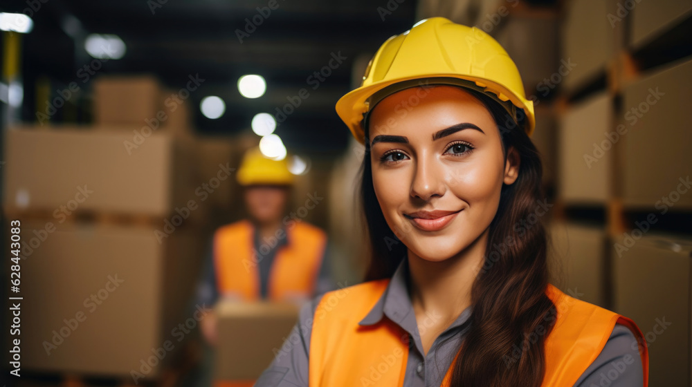 Portrait of Woman Engaged in Warehouse Work Portrait of Woman Engaged in Warehouse Work