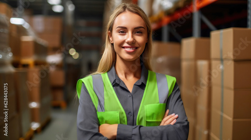 Dedicated Female Worker Managing Warehouse Inventory