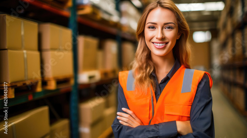 Professional Female Employee Organizing Warehouse