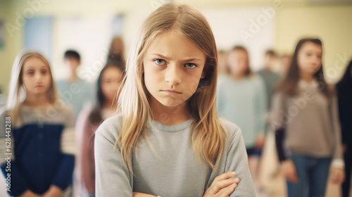 Emotional Distress: Girl Being Bullied at School