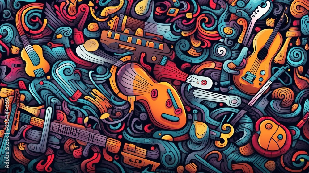Obraz premium Colorful musical doodle background