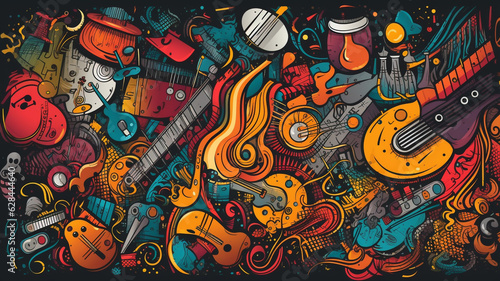 Colorful musical doodle background