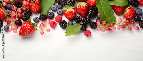 Fresh summer berries banner with copy space