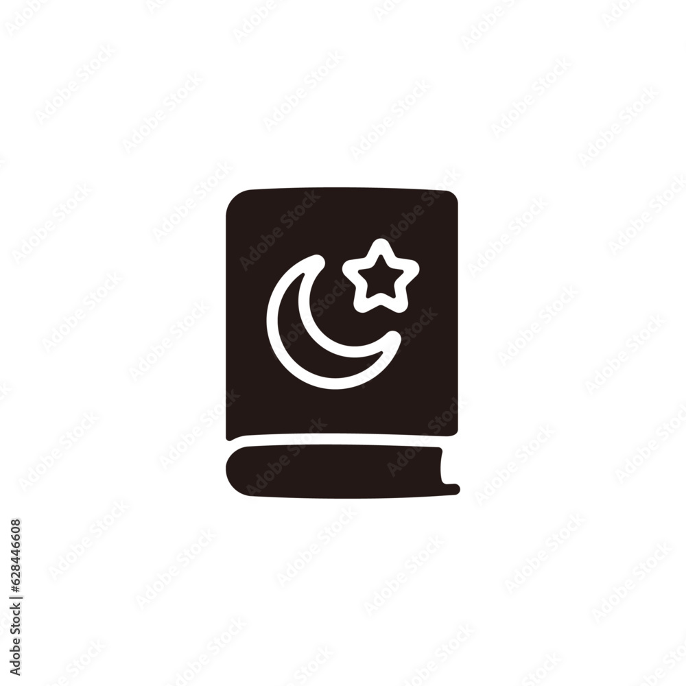 The Islamic holy book icon.Flat silhouette version. The Islamic holy book icon.Flat silhouette version.