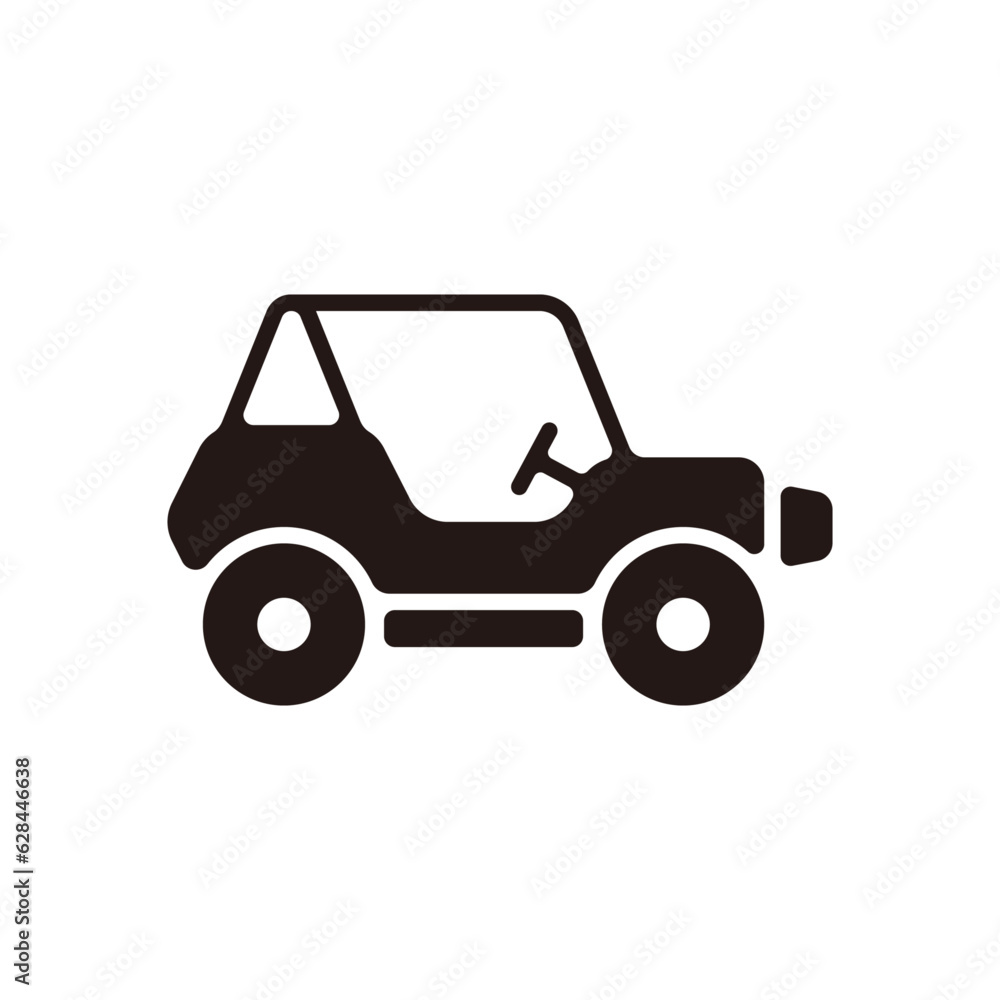 Buggy ride icon.Flat silhouette version.
