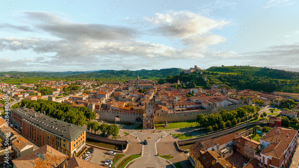 Soave, Italy, a picturesque town in Veneto region. Famous for its medieval castle, vineyards, and renowned Soave wine. Charming streets offer a taste of Italian history and culture.