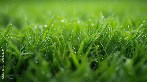Green grass background with dew
