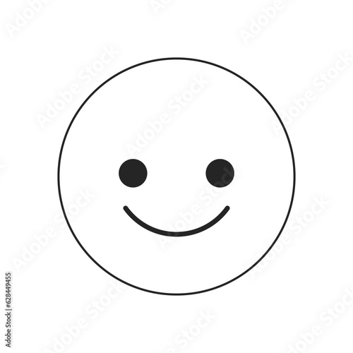 Positive smiling emoticon flat monochrome isolated vector object. Editable black and white line art drawing. Simple outline spot illustration for web graphic design