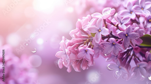 Pink lilac flowers on a blurred background © tashechka