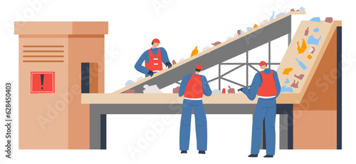 Recycling plant facility, sorting garbage litter