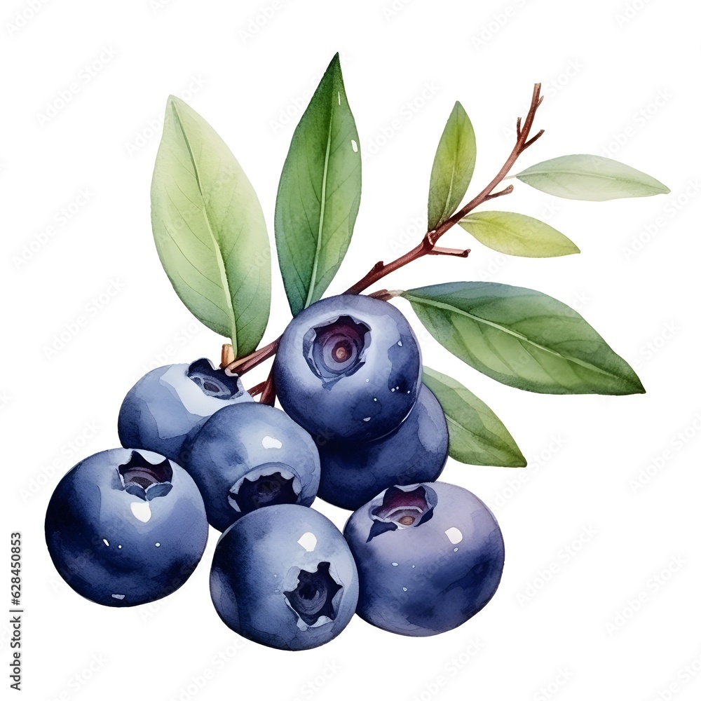 Blueberry hand drawn isolated illustration created with Generative AI technology Blueberry hand drawn isolated illustration created with Generative AI technology