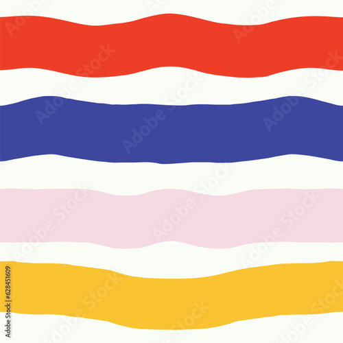 Abstract bold striped patter. Vector seamless pattern with hand drawn horizontal lines. Colourful lined texture