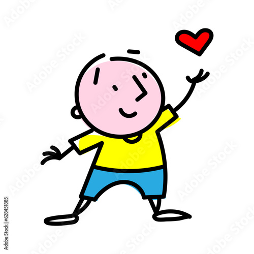 Color vector illustration of a person who is happy and gives love