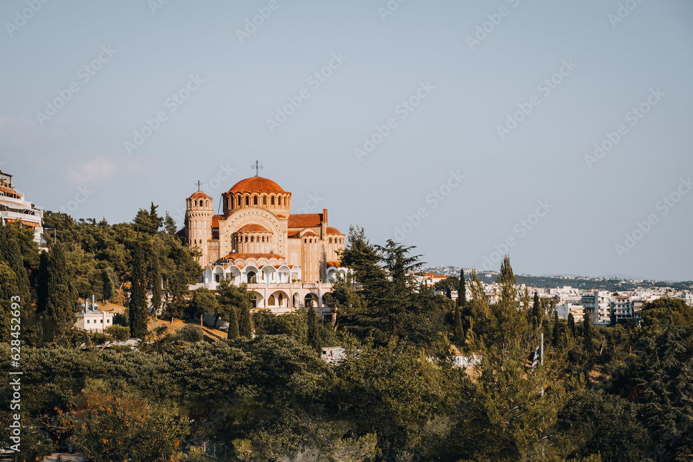 Panoramic view of Saint Paul Orthodox Church in Thessaloniki, Greece