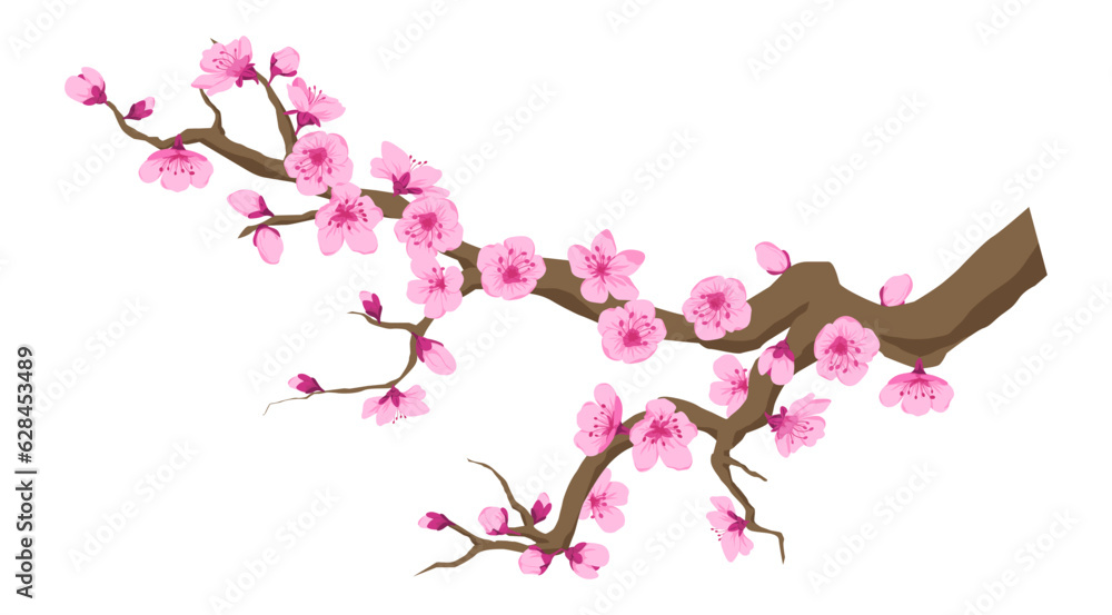 Branch with sakura flowers, cherry blossom vector Branch with sakura flowers, cherry blossom vector
